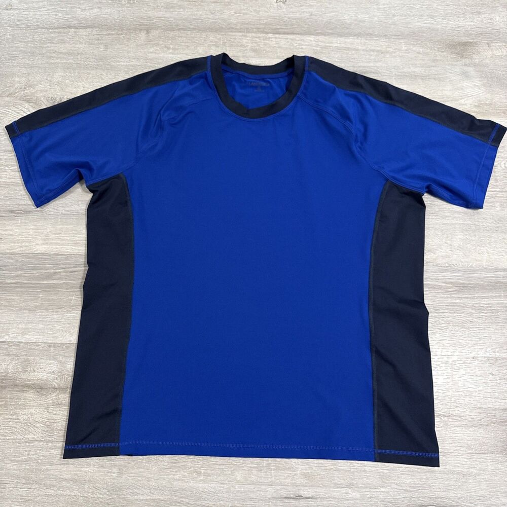 Lands’ End Shirt Men’s XL Blue Stretch Compression Athletic Short Sleeve